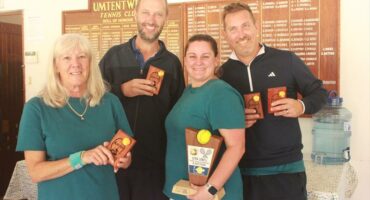 Smash Masters Renee Purtell, Geoff Borchers, Deanne Purtell-Massyn and Brendan Els take first place at Ugu Tennis Association 190s tournament.
