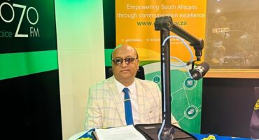Umkomaas police station's Captain Ranjith Rampersad at Ntokozo FM's studio.