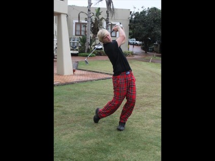 Thar she goes! Alwyn Carstens launches a big drive drive at the Heuwelland golf day on Saturday at the Empangeni Country ClubPHOTOS: Richard Springorum