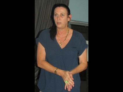Richards Bay Criminal Law Attorney Yolanda Gielink addressing the Meerensee Police Forum (CPF) public meeting on Thursday PHOTO: Mia Moorcroft