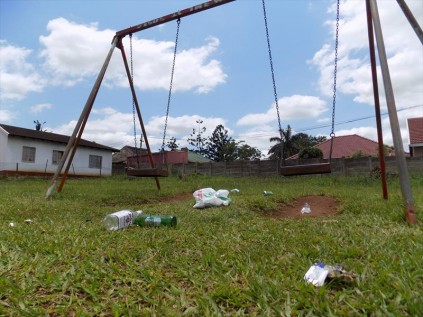 The poor state of a park in Empangeni where used condoms and empty alcohol bottles litter the area