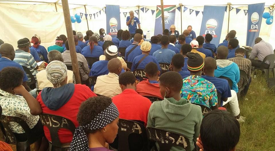DA KZN leader Zwakele Mncwango speaking at the opening of the DA branch at Nkandla. Photo - Facebook