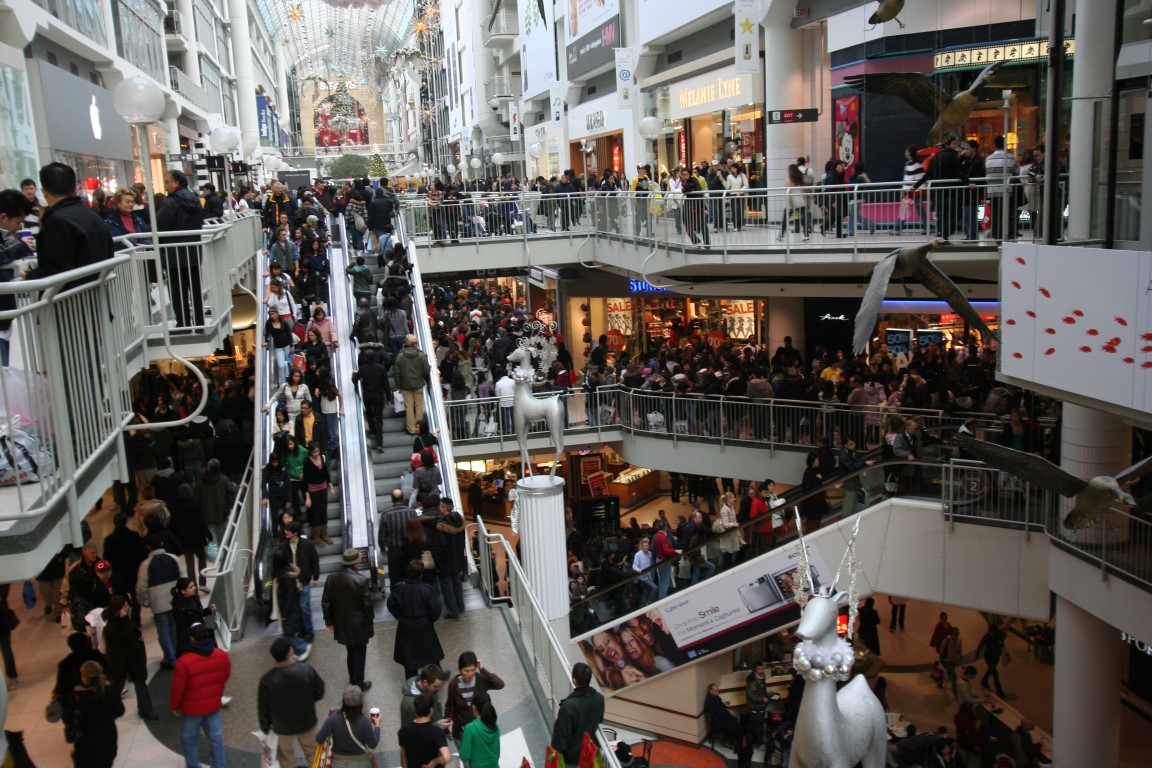 Boxing Day shoppers crowd a mall in Toronto, Canada
