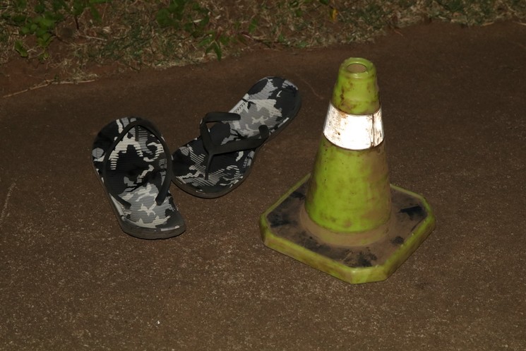 Stopped in their tracks – these sandals were left behind by one of the would-be hijackers as he fled the scene