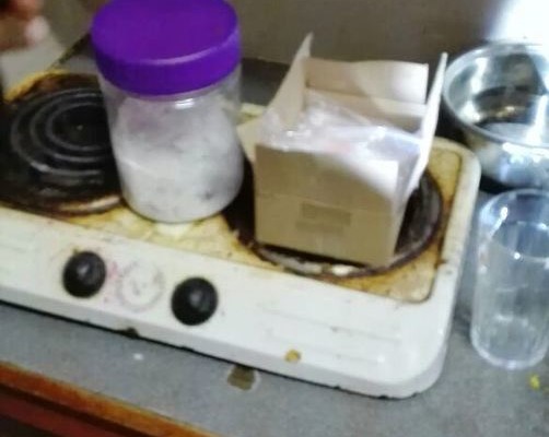 Drugs ready to be cooked on a hot plate in the rudimentary kitchen Photos: Supplied