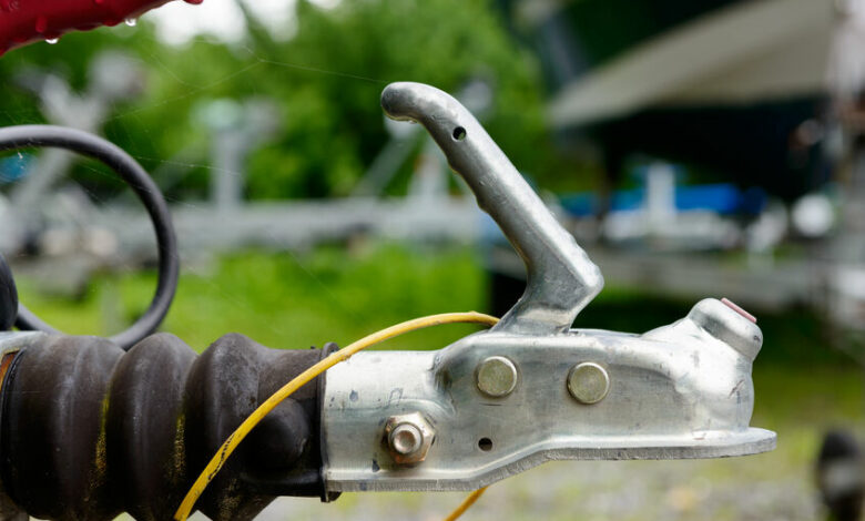close-up trailer hook for boats