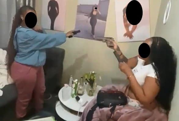 Police issue warning after viral video of women cocking guns