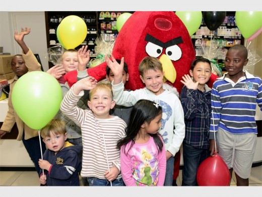 An Angry Bird mascot at Crowthorne SuperSpar keeps the children entertained and inspires them to colour in to the best of their ability to win surprise prizes.