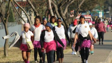 Congregants enjoy the 5km walk on Le Roux Avenue.