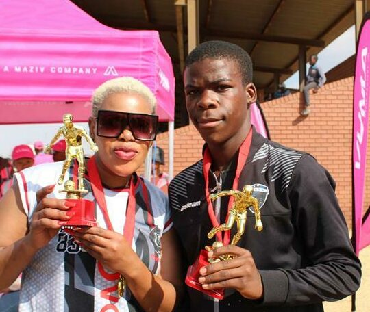 Proud mother Buyisile Nkosi and her son Gugulethu celebrate the two individual awards. Photo: Sphiwe Masilela