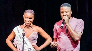 Sanele Khuzwayo and founder of the Face of Devotion pageant, Oscar Mabuza during the announcement of the 2023 Face of Devotion finalists.