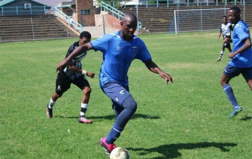 Neasm Academy's striker Bethel Makombe pushes the ball. Photos: Comfort Makhanya