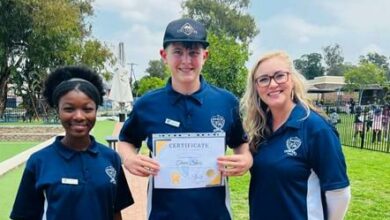 Midrand Montessori High School 2023/24 student leader Naledi Makhene, 2024/25 student leader Travis Shiers and principal Sin Jackson-Morkel.