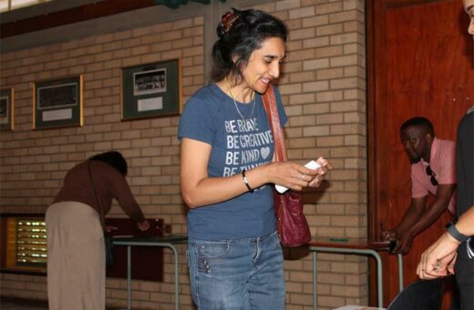 Vijay A Naidoo prepares to cast her vote. Photo: Sphiwe Masilela