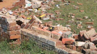 Rabie Ridge Sports Complexs fallen Wall poses a danger to athletes and the complex infrastructure. Photos: Comfort Makhanya