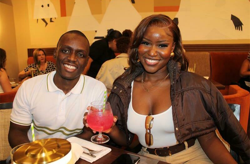 Katlego Pooe and Spiwe Moyo at restaurant launch. Photo: Sphiwe Masilela
