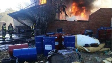 A fire destroyed a building in Glen Austin.