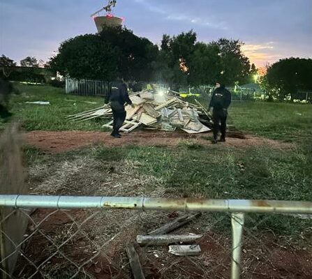 Hawkeye Security director Rajan Pillay said he received numerous calls about the attempted land grab at the fenced stand, which is one of his sites, but thanks to immediate intervention by Midrand police and security companies the land grabbers were stopped.