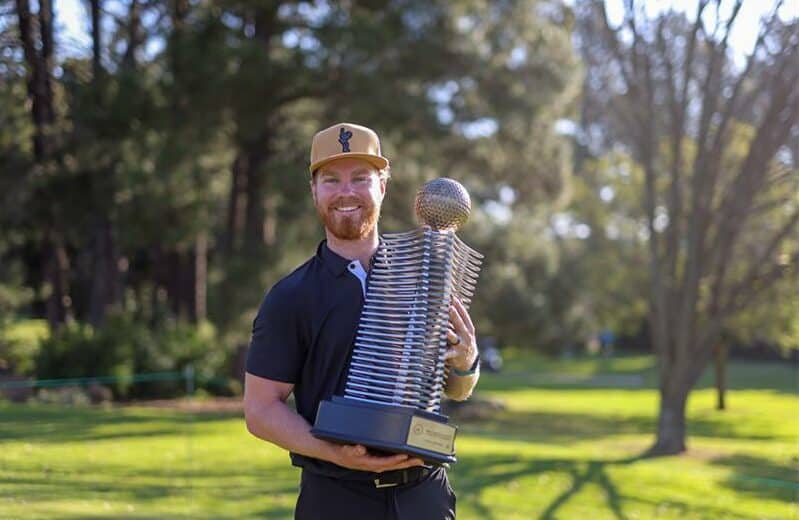 The Zimbabwean rolled in seven birdies over the composite nine-hole setup for this tournament to carry him to the title.