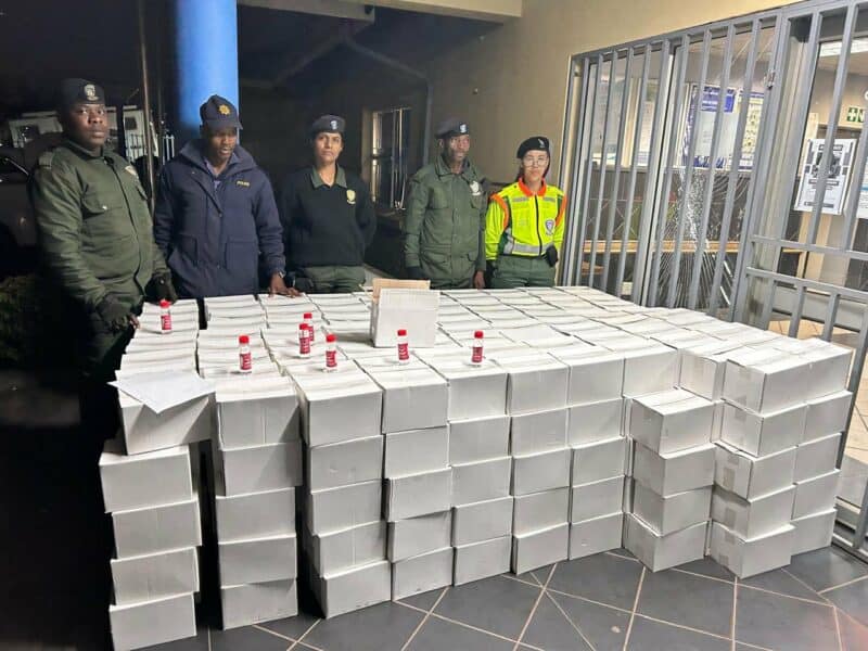 Upon stopping and searching the vehicle, officers discovered 470 suspected boxes of illicit vodka alcohol, totalling approximately 11 280 bottles worth about R235 600 at street value.