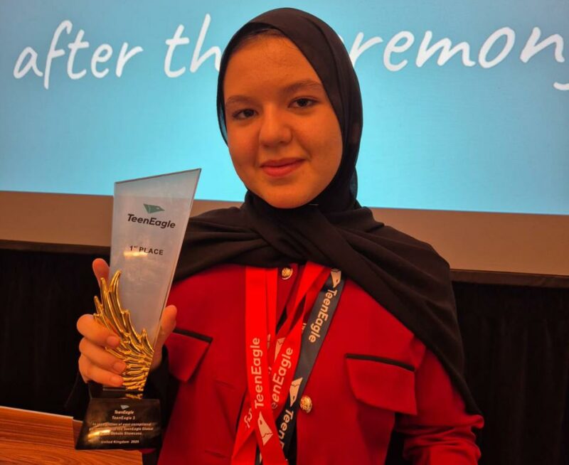 Zaakirah Islam Mahmoud won 1st place in the TeenEagle International Language Olympiad competition.