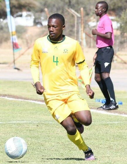 Amajimbos defender, and Noordwyk Secondary School learner, Lunje Noqobo in possession during the previous encounter on July 13, 2025. Photo: Supplied