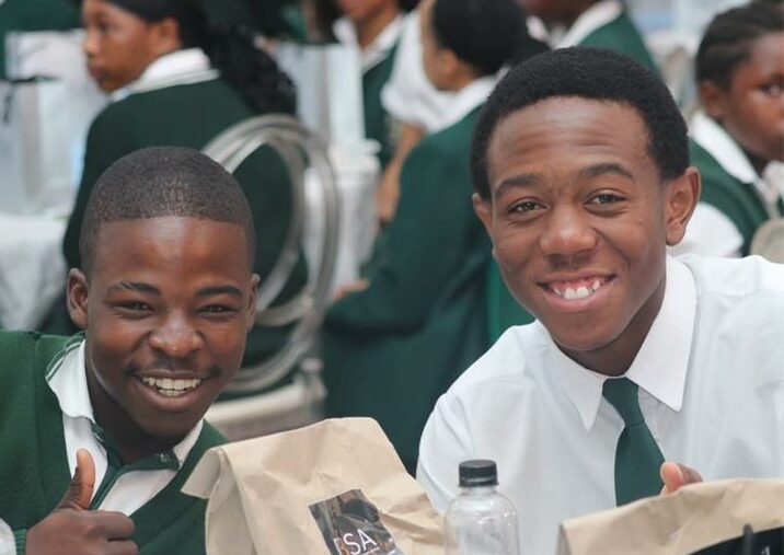 Midrand High School learners give a thumbs up at the International Day of the Girl Child commemoration at Midrand High School on October 17. Photo: DBE