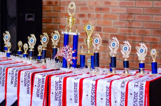 Mr and Miss Rovers 2025 trophies pictured on October 18, 2025, at Rabie Ridge Community Hall. Photo: Supplied