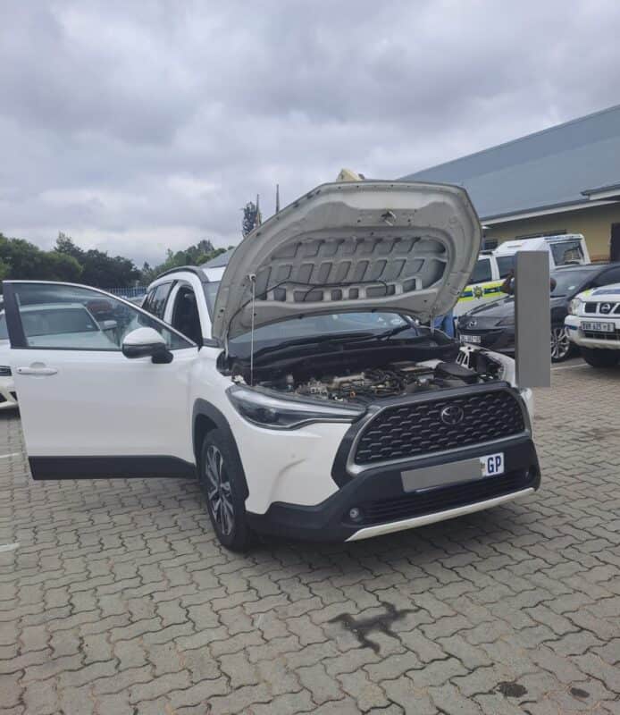 High-tech policing delivers results as JMPD recovers a cloned Toyota Corolla Cross in Midrand.