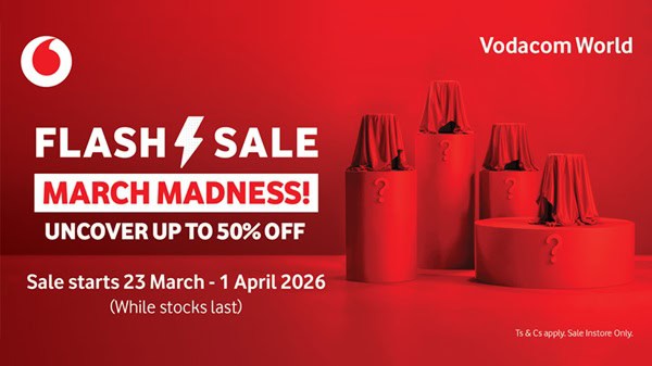 Get up to 50% off smartphones from major global brands, with all deals exclusively available in-store at Vodacom World.
