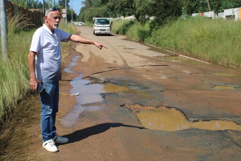 The newly resurfaced Belvedere Road has improved conditions, but water continues flowing along sections of the route.