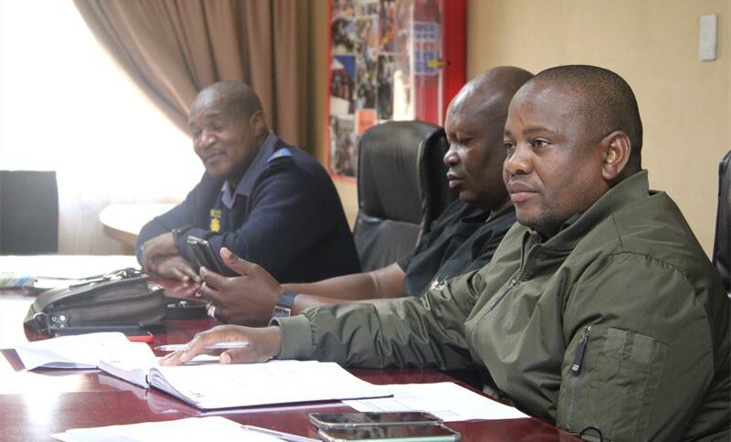 Midrand police Lieutenant Colonel Masie Mothobeki, Sector 2 crime forum manager Warrant Officer Benji Nkatingi, and Sector 3 crime forum manager Sergeant Ngwako Matlhatlha on April 18, 2026. Photo: Comfort Makhanya