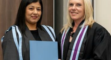 Emeris Waterfall campus head, Avadhi Ghela, and Amanda Norman, who graduated as a top LLB student with an average of 88%, for which she was awarded a Phatshoane Henney (PH) Group Honour Medal on May 13. Photo: Supplied