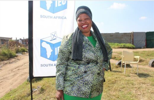 : One of the community members and resident of Allandale Farm Ext 1 Tlou Mantji ready to vote after registering on May 23. Photo: Zanele Mfaba