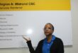 Councillor Lerato Mphefo shows residents of Midrand the services they can access now that the centre is opened. Photo: Zanele Mfaba