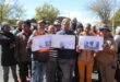Protesters stand firm during shutdown, demanding mobile classrooms and better facilities on May 6, 2026. Photo: Comfort Makhanya