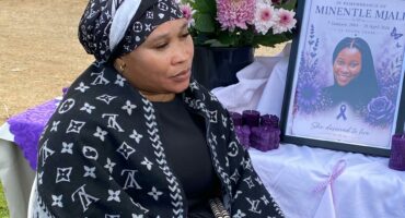 Ntsiki Mjali becomes emotional while speaking during the anti-GBV protest held in honour of her daughter in Noordwyk on May 17, 2026. Photo: Comfort Makhanya