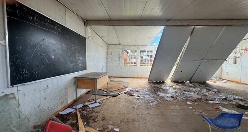Crumbling ceiling panels inside Dulcie September Primary School. Photo: Supplied