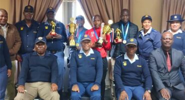 Midrand police management celebrates its officers who represented the station at the RONSAPS Gauteng Provincial Championship. Photo: Supplied