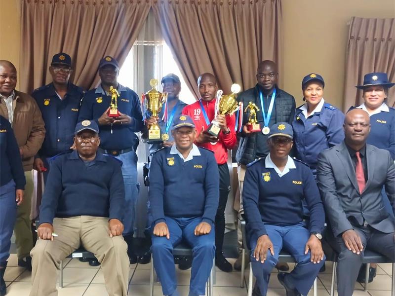 Midrand police management celebrates its officers who represented the station at the RONSAPS Gauteng Provincial Championship. Photo: Supplied