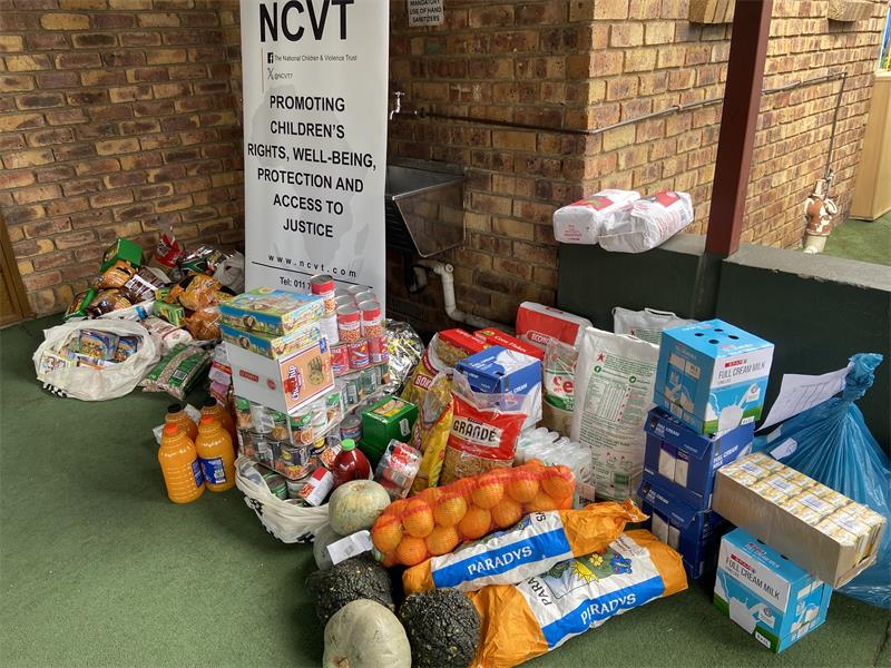 Groceries donated to Tumelo Home Ivory Park on June 4, 2026. Photo: Comfort Makhanya