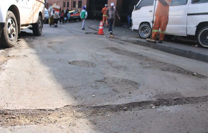 JRA is cleaning the street to start with the repairs next to the Boulders taxi rank. Photo: Zanele Mfaba
