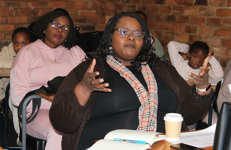 Martha Motsatsi discusses some of the challenges she faces and things she had to learn about raising a boy child during the moms' breakaway workshop. Photo: Zanele Mfaba