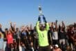 Hawks FC players celebrate with the Midrand Promotional League trophy after securing the league title and promotion to the Regional League at Rabie Ridge Stadium on June 7, 2026. Photo: Comfort Makhanya
