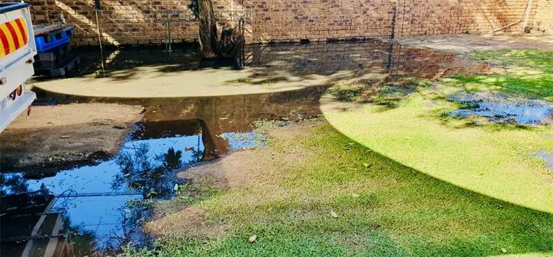 The consistent sewage overflow around Mediotronics’ delivery truck. Photo: Zanele Mfaba