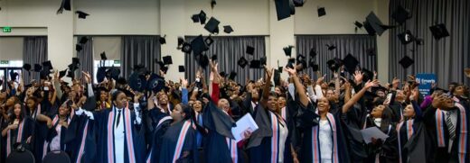 Emeris Waterfall, Class of 2025 graduates celebrate years of hard work by tossing their caps at the campus’ recent graduation ceremony. Photo: Supplied