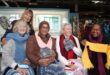 Jackson's Kyalami manager Charmaine Marchesi joins the Knit and Natter group, including Jo Iverson, Lorain Ruthilal, Carol Thornton, and Plantina Seepe-Nkuzana, after knitting for the day. Photo: Zanele Mfaba