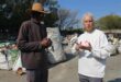 Recycler Amos Chauke and Ward 94 councillor David Foley have a conversation on why the site is untidy and what can help the site not get into a state of being full. Photo: Zanele Mfaba