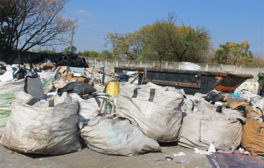 The disorganised waste at the recycling site inside the Kyalami garden refuse site. Photo: Zanele Mfaba