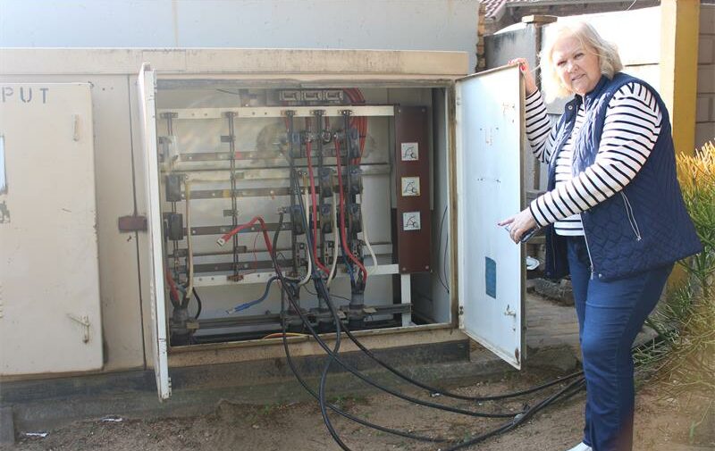 Ward 132 Annette Deppe stands in front of the opened mini substation in Halfway Gardens Ext 4. Photo: Zanele Mfaba